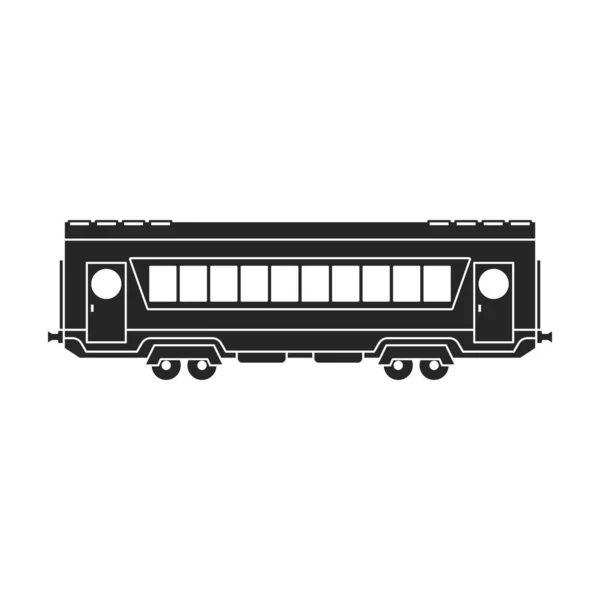 ワゴンベクトル黒のアイコンを持つ機関車。ベクトルイラスト鉄道列車。白を背景に。機関車やワゴンの隔離された黒いイラストのアイコン . — ストックベクタ