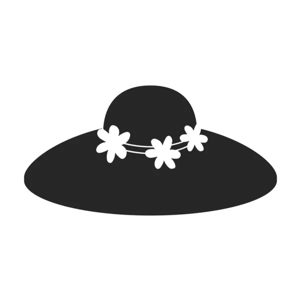 Sombrero de verano vector icono negro. Ilustración vectorial gorra solar sobre fondo blanco. Icono de ilustración en negro aislado del sombrero de verano . — Vector de stock