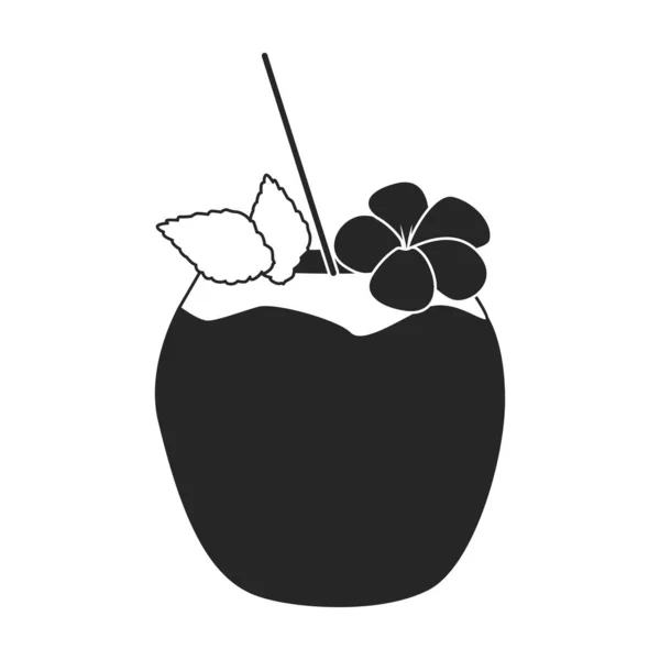 Cocktail aus Kokosnussvektorsymbol. Schwarzes Vektorsymbol auf weißem Hintergrund Cocktail aus Kokosnuss. — Stockvektor