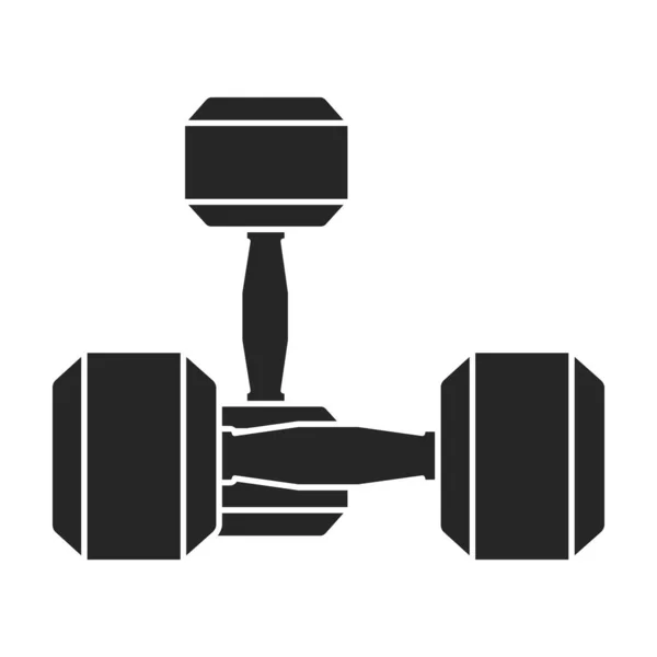 Dumbbell vector icon. Black vector icon isolated on white background dumbbell. — Stock Vector