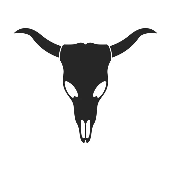 Череп вектора быка икона. Черный вектор значок изолирован на белом фоне черепа быка. — стоковый вектор