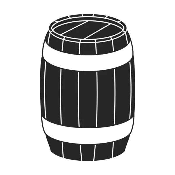 Wooden barrel vector icon.Black vector icon 은 백지 나무통에 분리되어 있다. — 스톡 벡터