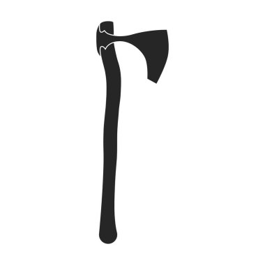 Ortaçağ vektör simgesi balta. Beyaz arka planda eski bir vektör illüstrasyon silahı. Ortaçağın izole edilmiş siyah illüstrasyon simgesi baltası .