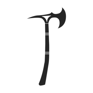 Ortaçağ vektör simgesi balta. Beyaz arka planda eski bir vektör illüstrasyon silahı. Ortaçağın izole edilmiş siyah illüstrasyon simgesi baltası .