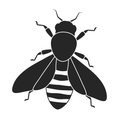 Bal arısı vektörü siyah ikonu. Beyaz arka planda bal arısının vektör illüstrasyon hayvanı. Bal arısının izole edilmiş siyah çizim simgesi.