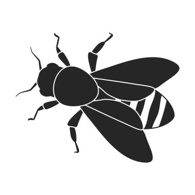 Bal arısı vektörü siyah ikonu. Beyaz arka planda bal arısının vektör illüstrasyon hayvanı. Bal arısının izole edilmiş siyah çizim simgesi.