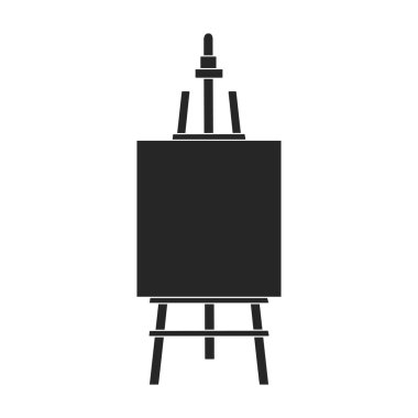 Easel vektör siyah simgesi. Beyaz arkaplanda vektör illüstrasyon sehpası. Tablonun izole edilmiş siyah çizim simgesi ayakta .