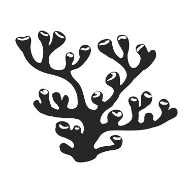 Mercan vektörü siyah simgesi. Beyaz arkaplandaki deniz resifinin vektör çizimi. Mercan resifinin izole edilmiş siyah illüstrasyon simgesi .