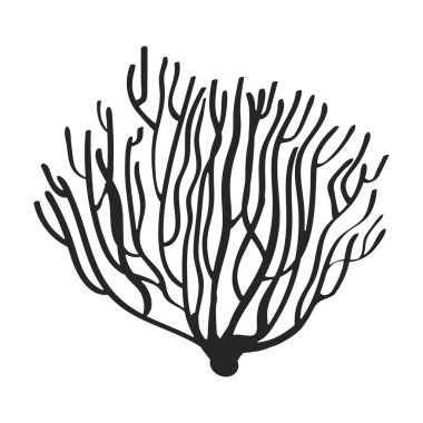 Mercan vektörü siyah simgesi. Beyaz arkaplandaki deniz resifinin vektör çizimi. Mercan resifinin izole edilmiş siyah illüstrasyon simgesi .