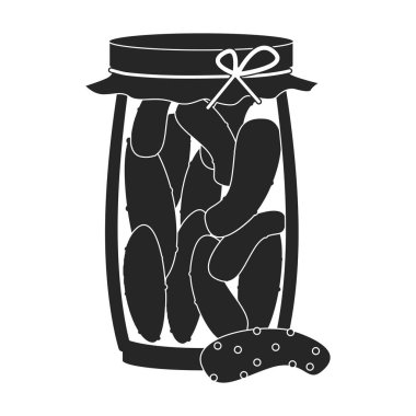 Sebze turşusu siyah vektör simgesi. Beyaz arka planda salatalık vektör illüstrasyon kutusu. Sebze turşusunun izole edilmiş siyah çizim ikonu.