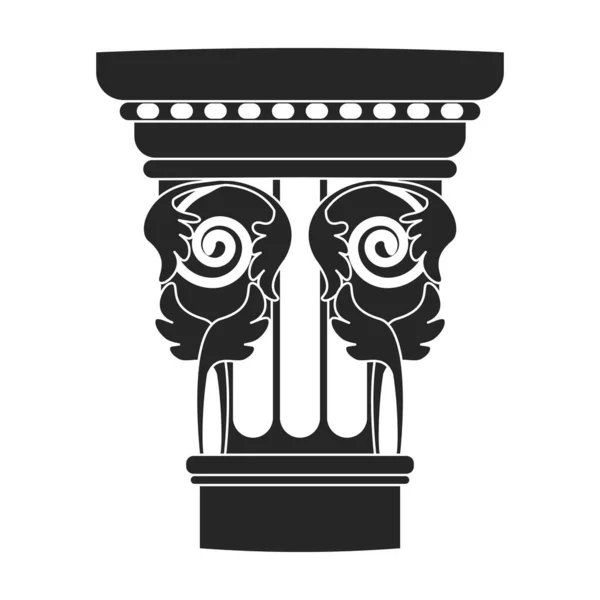 Antigua columna vector icono negro. Pilar de ilustración vectorial de antigüedad sobre fondo blanco. Icono de ilustración en negro aislado de la columna antigua . — Vector de stock