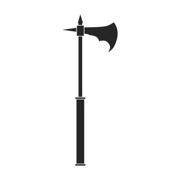 Machado de vetor medieval ícone preto. Arma de ilustração vetorial antiga sobre fundo branco. Isolado ícone de ilustração preta machado de medieval . — Vetor de Stock