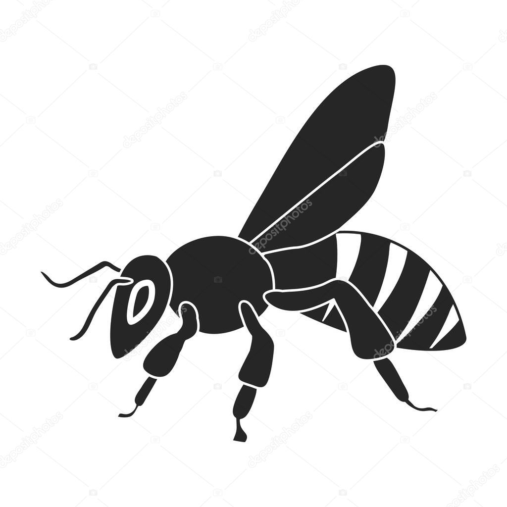 Honey bee vector black icon. Vector illustration animal of honeybee on white background. Isolated black illustration logo of honey bee.