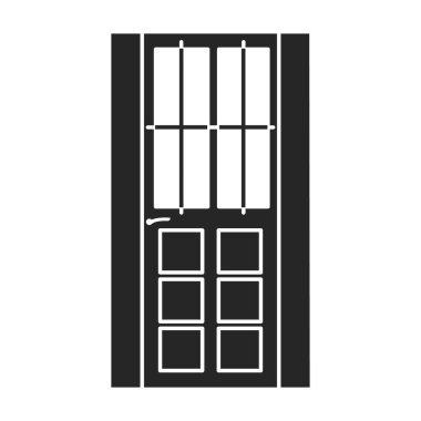 Kapı vektör simgesi. Beyaz arkaplanda siyah vektör simgesi izole edildi .