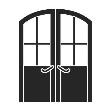 Kapı vektör simgesi. Beyaz arkaplanda siyah vektör simgesi izole edildi .