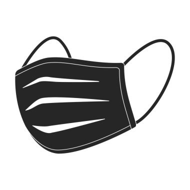 Maskeli tıbbi vektör siyah simgesi. Beyaz arka plandaki doktorun vektör illüstrasyon koruma yüzü. Maske tıbbının izole edilmiş siyah illüstrasyon simgesi .