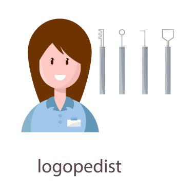 Logopedist ve öğretmen logosunun vektör tasarımı. Logopedist ve terapi stok vektör illüstrasyonu koleksiyonu.