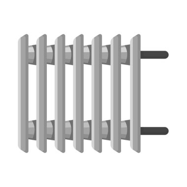 Isıtıcı ve radyatör logosunun vektör çizimi. Web için ısıtıcı ve yağ depolama sembolü grafiği.