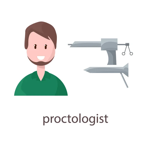 Izolovaný objekt proktologa a diagnózy. Sada vektorových ikon proktologa a odborníka na skladě. — Stockový vektor