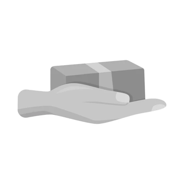 Isoliertes Objekt aus Pappe und Schachtel Symbol. Web-Element aus Karton und Hand Stock Vektor Illustration. — Stockvektor