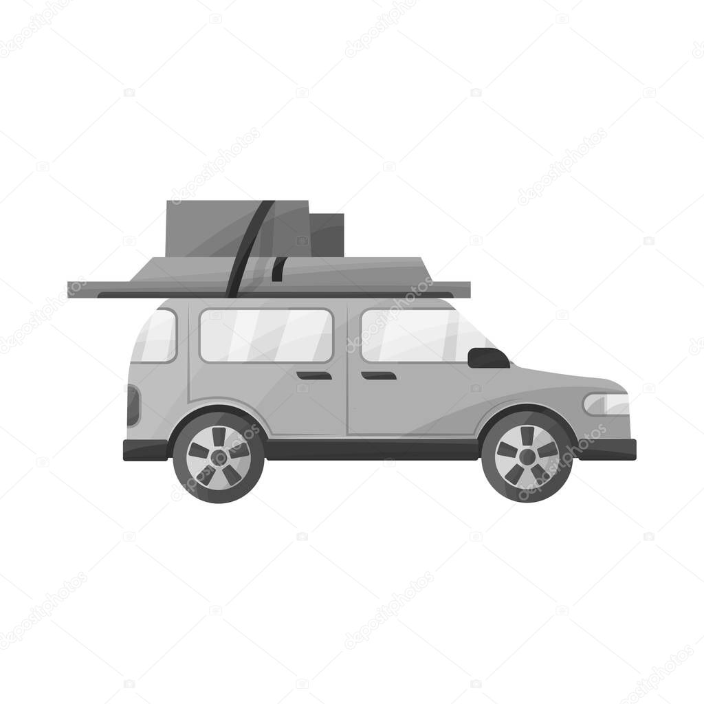 Vector design of car and camper symbol. Web element of car and van vector icon for stock.