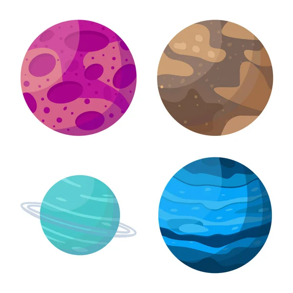 Изолированный объект планеты и логотип системы. Набор значков планеты и космического вектора для склада. — стоковый вектор
