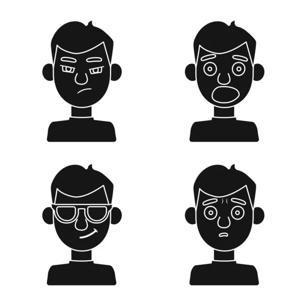 Vector design of face and boy sign. Collection of face and young stock vector illustration. — Stock Vector