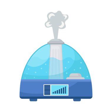 Nemlendiricinin ve makine işaretinin vektör tasarımı. Nemlendirici ve nemlendirici stok vektör illüstrasyonunun web ögesi.