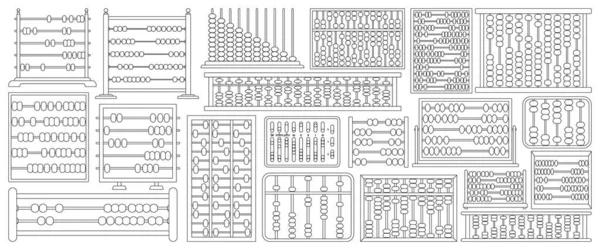 Conjunto de iconos de contorno de vector Abacus. Herramienta de ilustración vectorial de colección para contar con fondo blanco.Conjunto de iconos de ilustración de contorno aislado de ábaco para diseño web — Archivo Imágenes Vectoriales