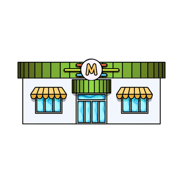 Diseño vectorial del símbolo de tienda y tienda. Conjunto de tienda y tienda de comestibles vector ilustración. — Archivo Imágenes Vectoriales