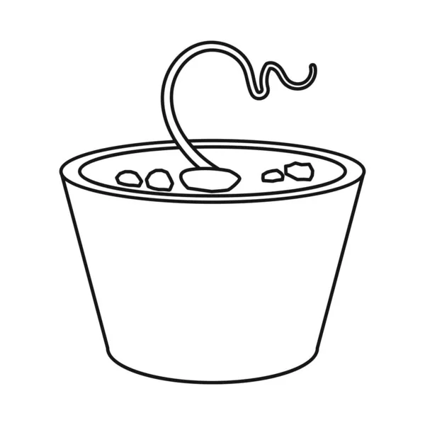 ポットともやしのロゴのベクトルデザイン。ポットと植物のストックベクトルイラストのウェブ要素. — ストックベクタ