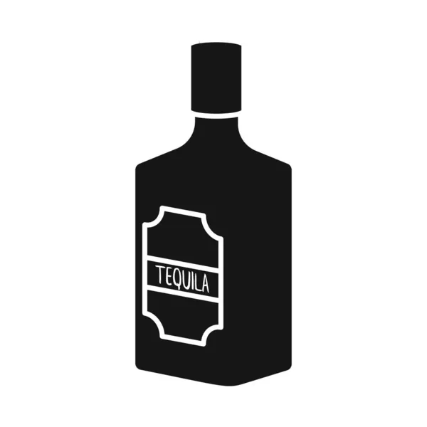 Objeto aislado de botella y símbolo de tequila. Elemento web de botella e icono de vector de vidrio para stock . — Vector de stock