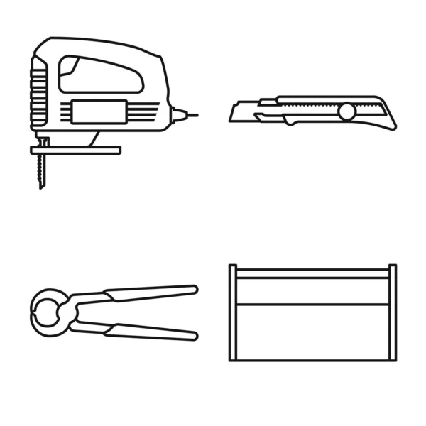 Ilustración vectorial de reparación y símbolo de caja de herramientas. Conjunto de reparación y renovación icono vectorial para stock. — Vector de stock