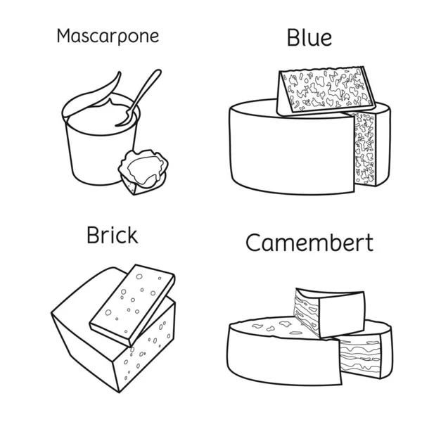 Objet isolé de nourriture et de collation signe. Ensemble de symbole de stock alimentaire et laitier pour toile . — Image vectorielle