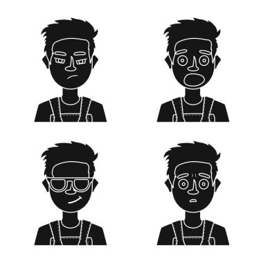 Yüz ve erkek sembolüvektör illüstrasyon. Yüz ve genç stok vektör illüstrasyon seti.