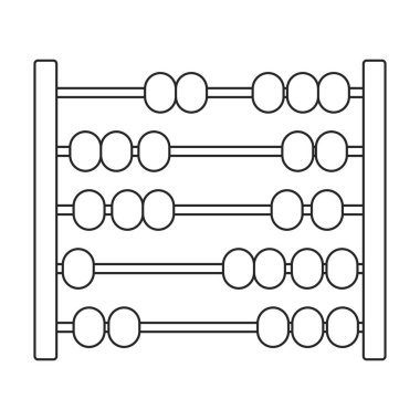 Abaküs vektör ana hatları simgesi. Beyaz arkaplana güvenmek için vektör illüstrasyon aracı. İzole edilmiş abaküs tasviri simgesi, .