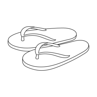 Sandal vektör ana hatları simgesi. Beyaz arka planda vektör illüstrasyon fiskesi. Sandaletin izole edilmiş taslak çizim simgesi.