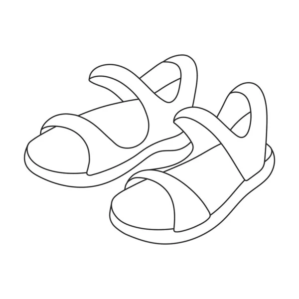 Значок контура сандального вектора. Векторная иллюстрация флипфлоп на белом фоне. Изолированный рисунок контура иконки сандалии. — стоковый вектор