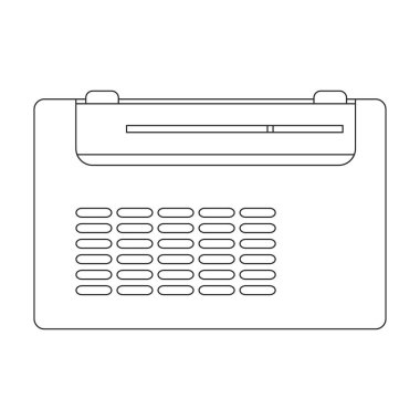 Radyo vektör simgesi. Beyaz arkaplan radyosunda izole edilmiş dış hat vektör simgesi.