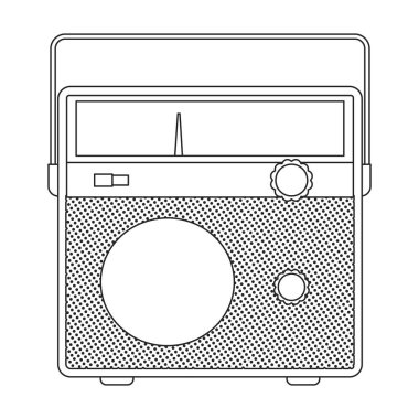 Radyo vektör simgesi. Beyaz arkaplan radyosunda izole edilmiş dış hat vektör simgesi.