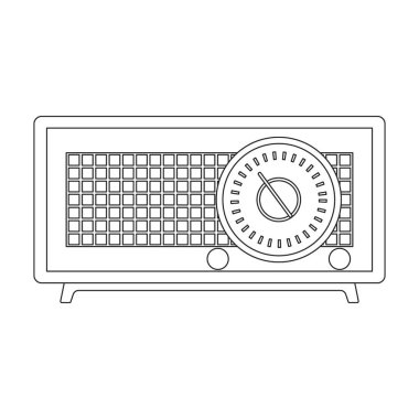 Radyo vektör simgesi. Beyaz arkaplan radyosunda izole edilmiş dış hat vektör simgesi.