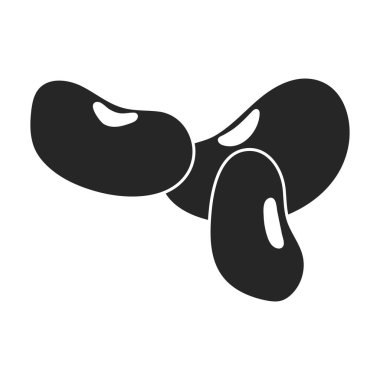 Fasulye taşıyıcı simgesi. Beyaz arka planda vektör illüstrasyon fasulyesi. İzole edilmiş siyah fasulye ikonu. .