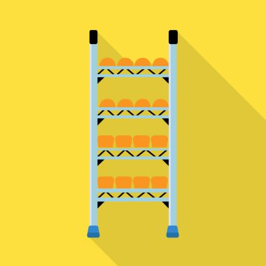 Rafların ve ekmek ikonunun vektör tasarımı. Stok için raf ve mobilya vektör simgesi kümesi.