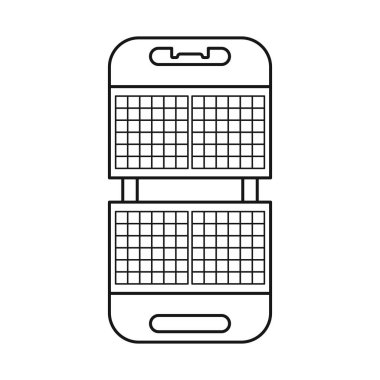 Makine ve waffle işaretinin vektör tasarımı. Stok için makine ve çatal bıçak vektör simgesinin grafiği.