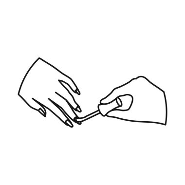 Boyanın ve el sembolünün vektör çizimi. Stok için boya ve parlatma vektör simgesi grafiği.