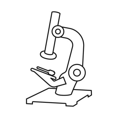 Mikroskop ve laboratuvar ikonunun vektör çizimi. Mikroskop ve alet vektör illüstrasyonunun grafiği.