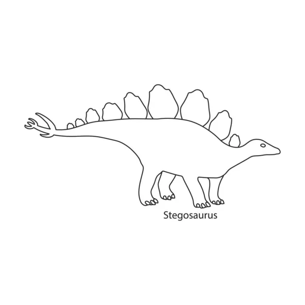 Icono de vector de dinosaurio. Icono de vector de contorno aislado en dinosaurio de fondo blanco. — Vector de stock