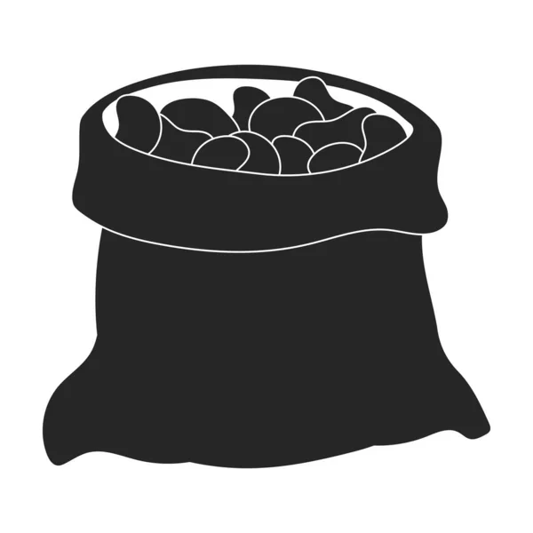 Bag beans vector black icon. Vector illustration bag bean on white background. Isolated cartoon illustration icon of beans . — Stock Vector