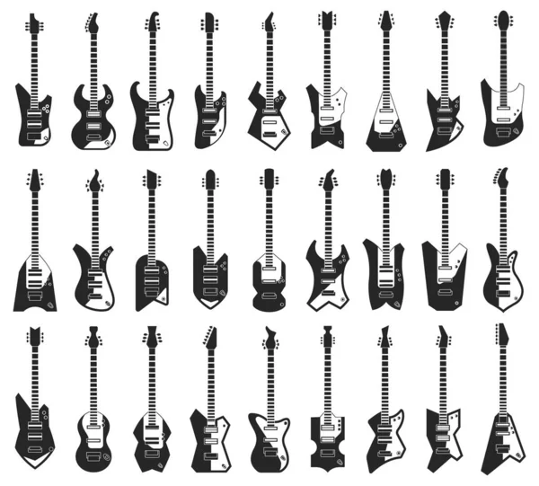 Guitarra eléctrica vector ilustración sobre fondo blanco. Vector negro conjunto de instrumentos de música icono. Conjunto negro aislado icono guitarra eléctrica. — Vector de stock