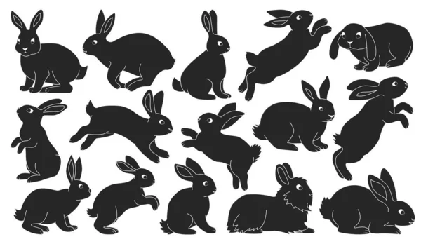 Tavşan vektörü siyah set simgesi. İzole edilmiş siyah set simgesi. Beyaz arkaplanda vektör illüstrasyon tavşanı.. — Stok Vektör